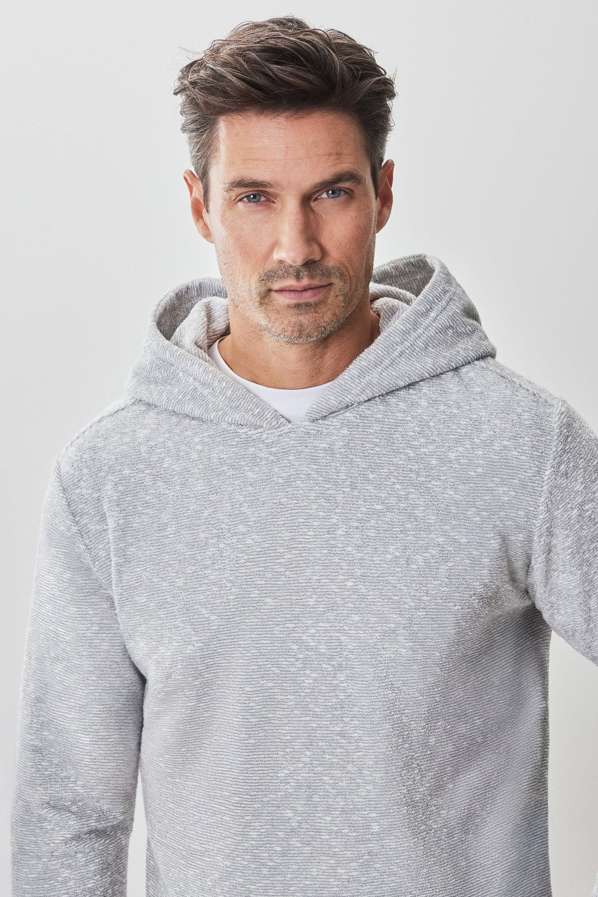 Coton ouaté rayé pour homme par Robert Barakett | RB51049 Ramsen Gris | Boutique Vvög, vêtements mode pour homme et femme