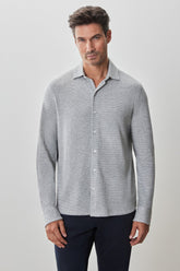 Chemise en tricot à manches courtes pour homme par Robert Barakett | RB51070 Dobston Gris Clair | Boutique Vvög, vêtements mode pour homme et femme