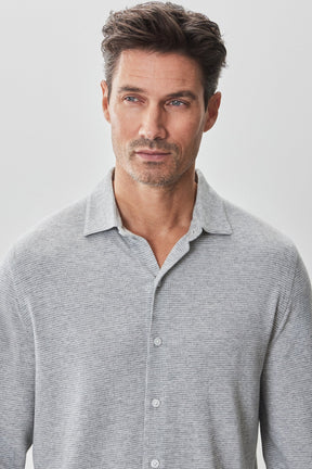 Chemise en tricot à manches courtes pour homme par Robert Barakett | RB51070 Dobston Gris Clair | Boutique Vvög, vêtements mode pour homme et femme