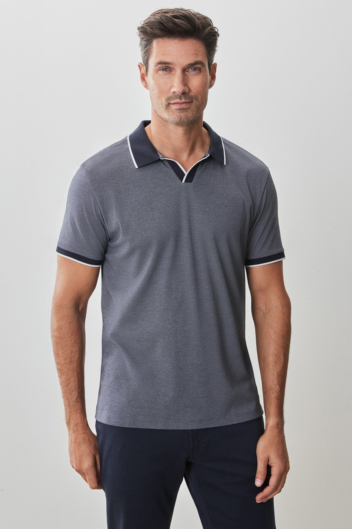 Polo à col ouvert pour homme par Robert Barakett | RB51080 Northpark Marine Bleu | Boutique Vvög, vêtements mode pour homme et femme
