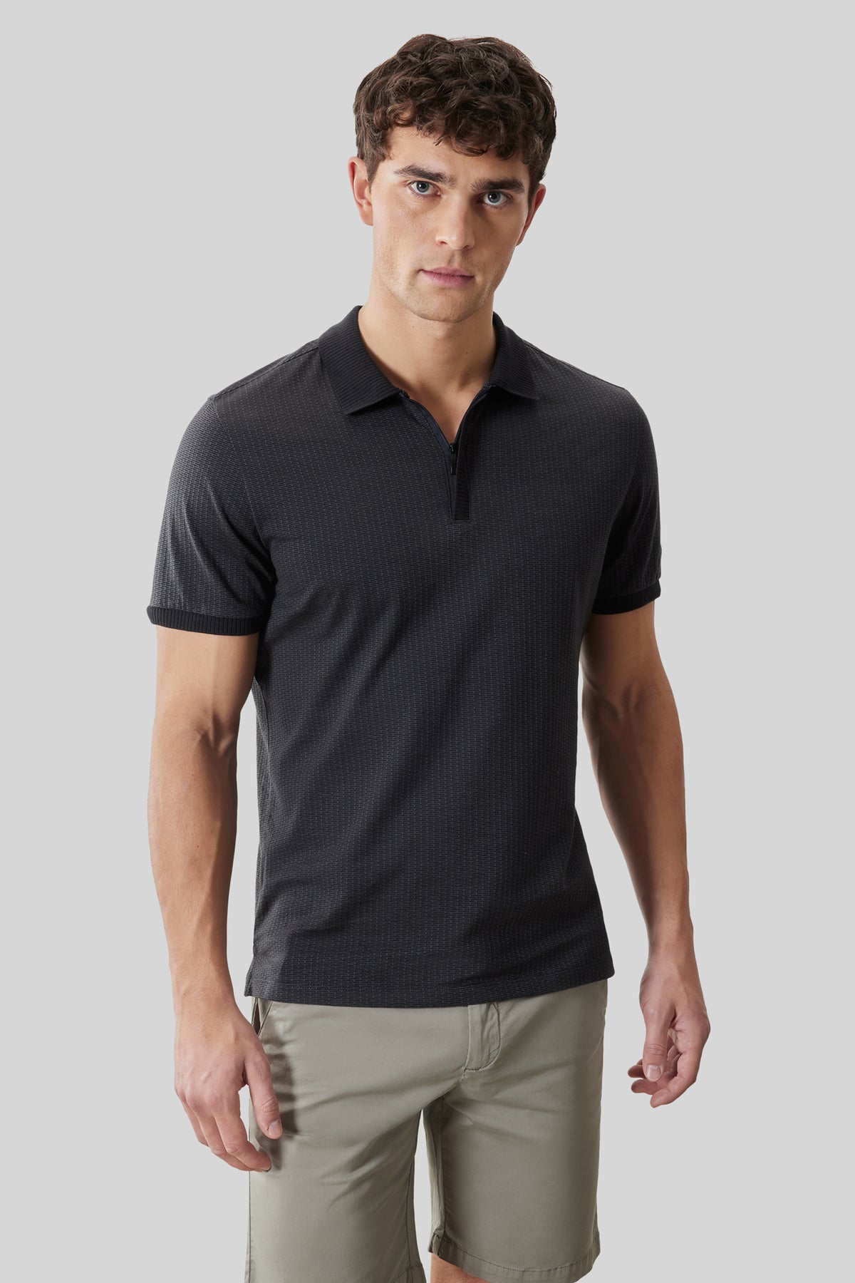Polo avec fermeture zippée pour homme par Robert Barakett | Whistler RB51084 Noir | Boutique Vvög, vêtements mode pour homme et femme