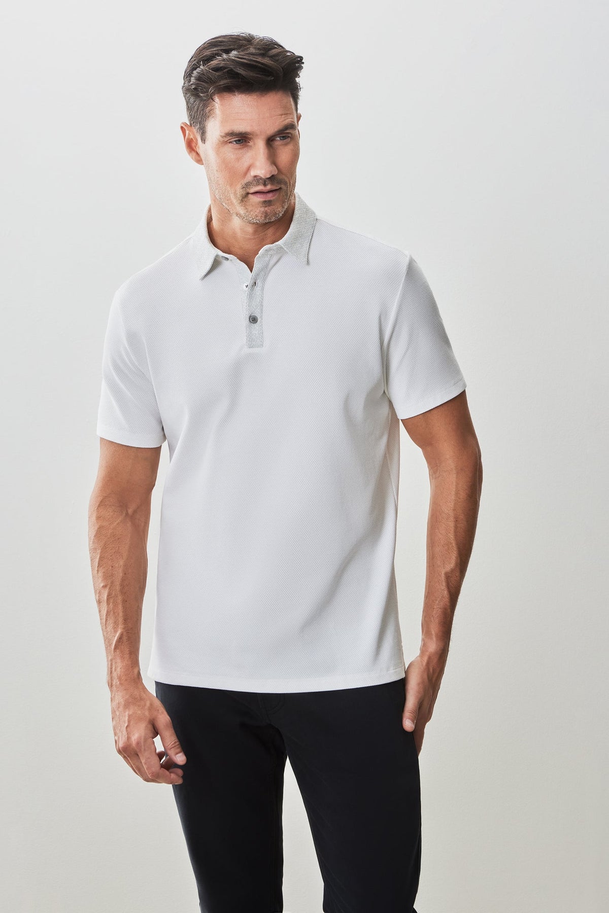 Polo à col imprimé pour homme par Robert Barakett | RB51111 Baytide Blanc | Boutique Vvög, vêtements mode pour homme et femme