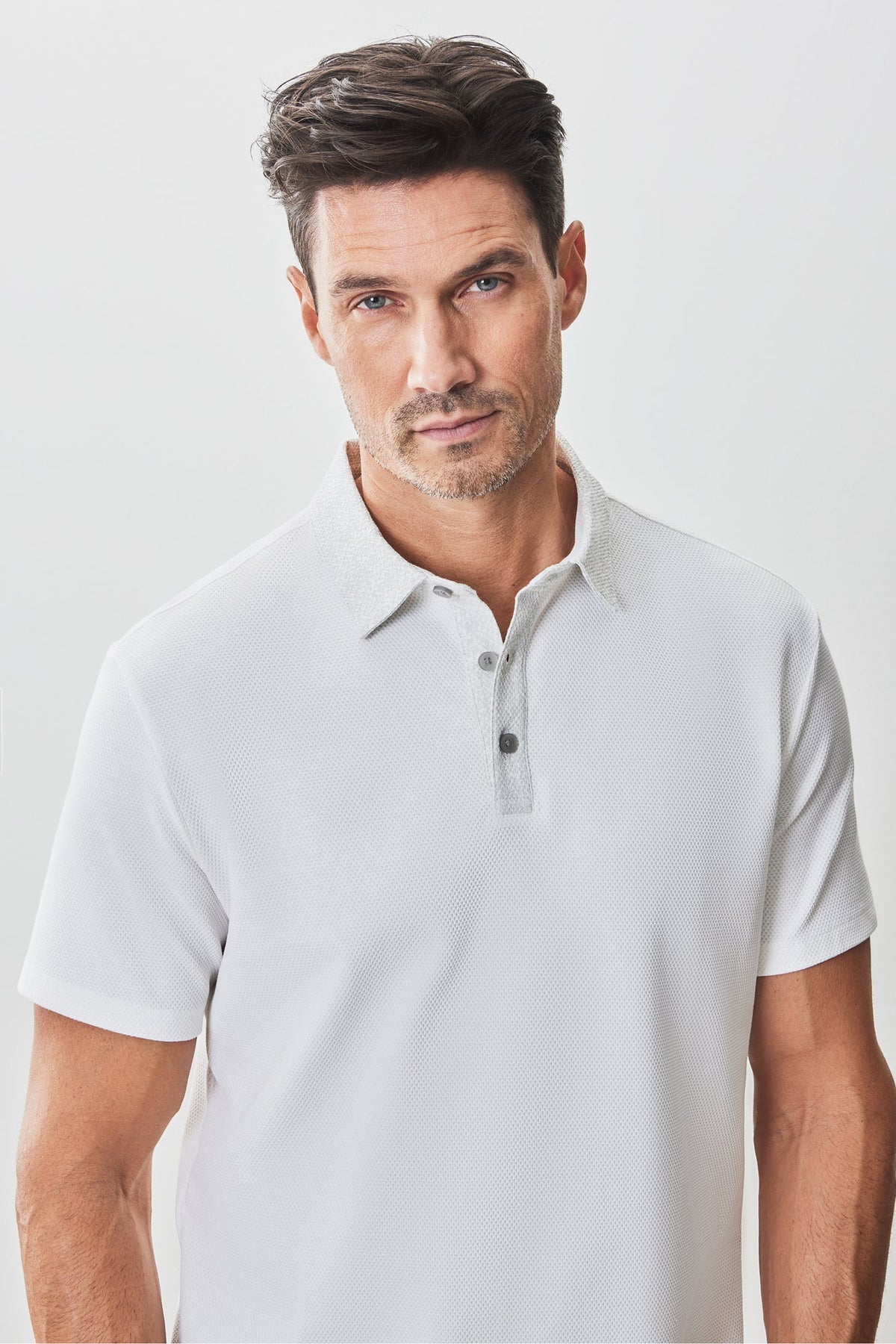 Polo à col imprimé pour homme par Robert Barakett | RB51111 Baytide Blanc | Boutique Vvög, vêtements mode pour homme et femme