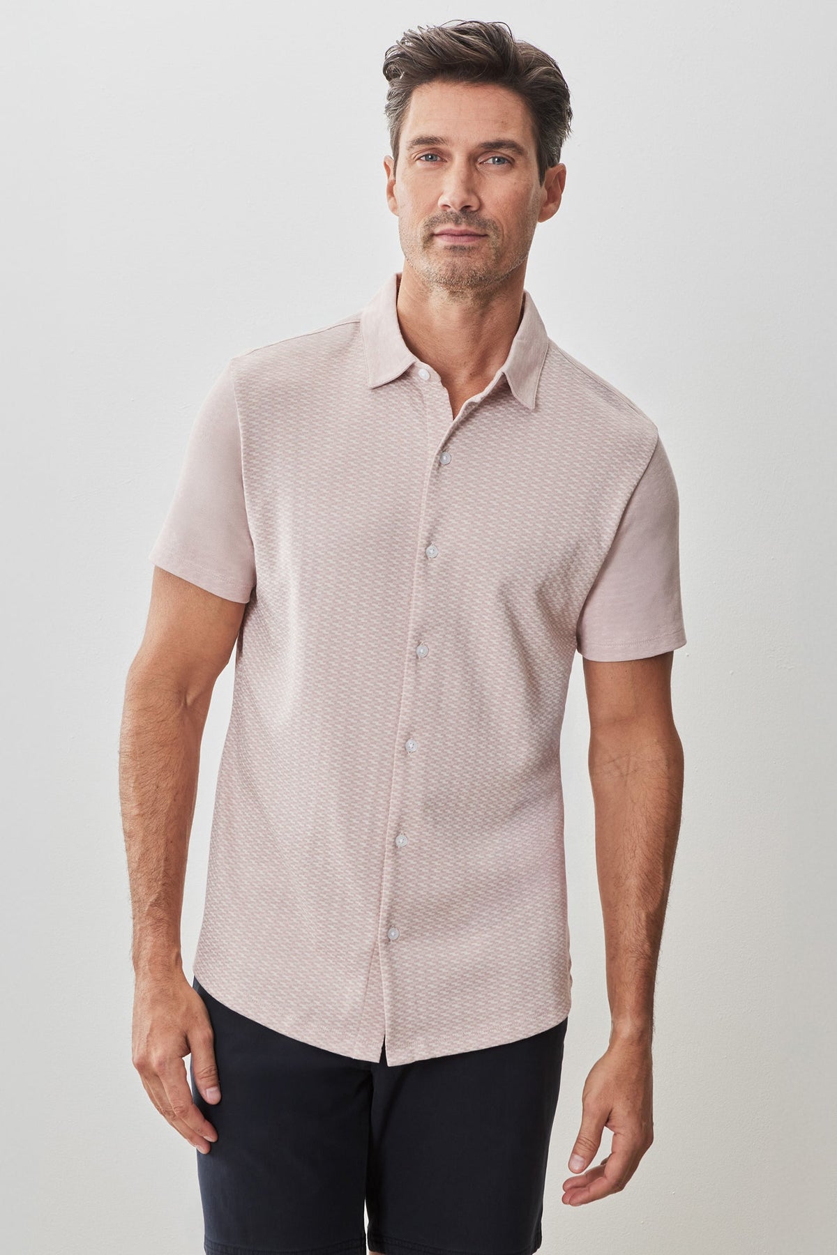 Chemise en tricot pour homme par Robert Barakett | RB51113 Booker Corail | Boutique Vvög, vêtements mode pour homme et femme