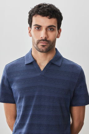 Polo à col ouvert pour homme par Robert Barakett | RB51124 Duval Bleu Marine | Boutique Vvög, vêtements mode pour homme et femme