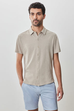 Chemise en maille à manches courtes pour homme par Robert Barakett | Newman RB51155 Beige Clair | Boutique Vvög, vêtements mode pour homme et femme