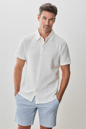 Chemise manches courtes en Knit pour homme par Robert Barakett | RB51155 Newman Blanc | Boutique Vvög, vêtements mode pour homme et femme
