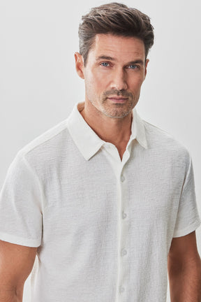 Chemise manches courtes en Knit pour homme par Robert Barakett | RB51155 Newman Blanc | Boutique Vvög, vêtements mode pour homme et femme