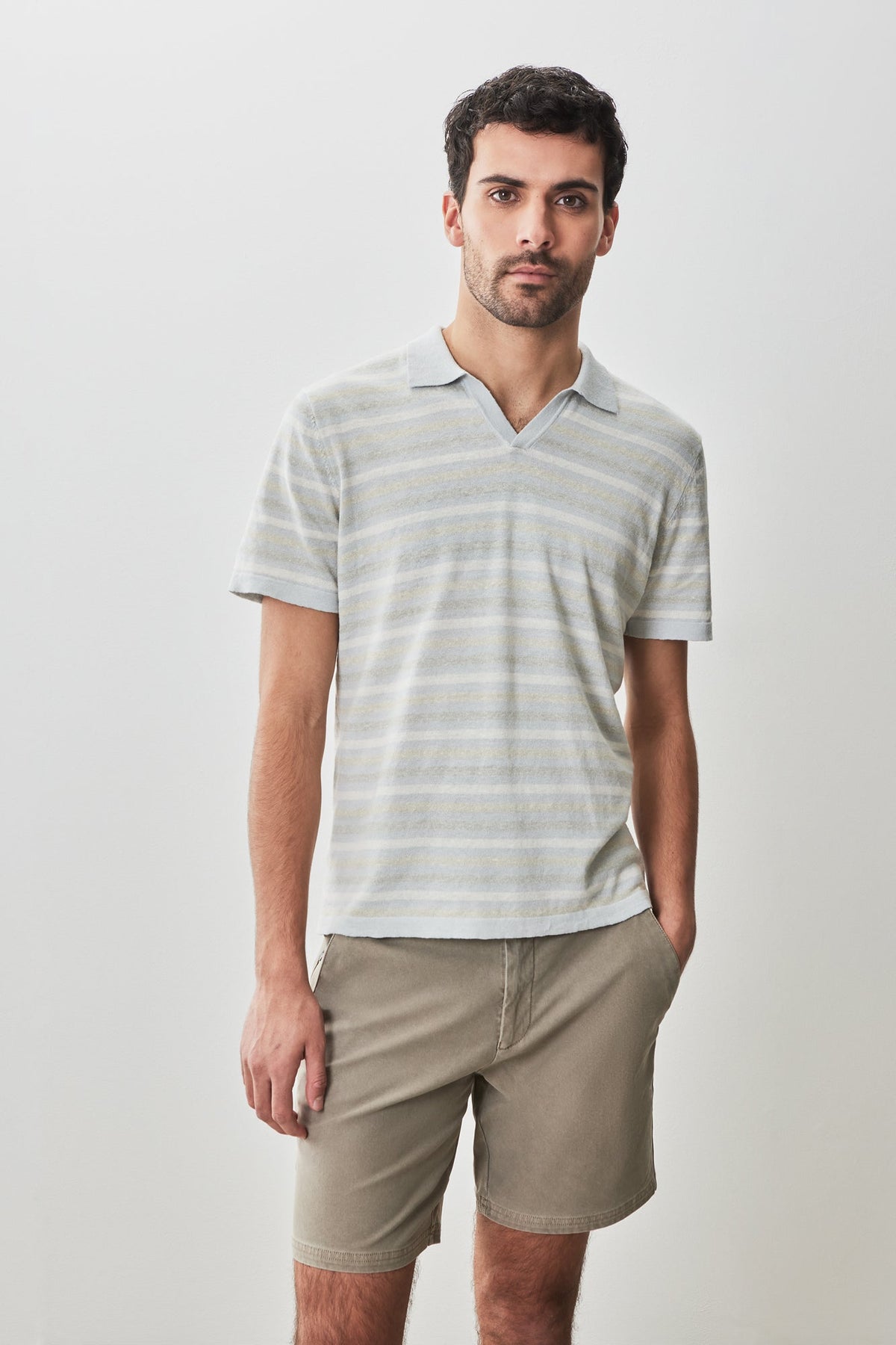 Polo col ouvert à manches courtes pour homme par Robert Barakett | RB51201 Lesko Olive | Boutique Vvög, vêtements mode pour homme et femme