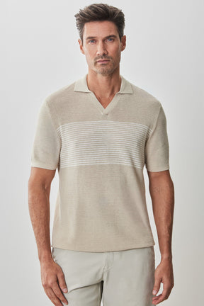 Polo col ouvert pour homme par Robert Barakett | RB51208 Orion Beige | Boutique Vvög, vêtements mode pour homme et femme