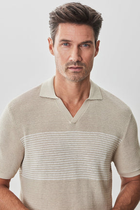 Polo col ouvert pour homme par Robert Barakett | RB51208 Orion Beige | Boutique Vvög, vêtements mode pour homme et femme