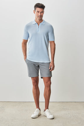 Polo avec zipper pour homme par Robert Barakett | RB51209 Denton Bleu Pâle | Boutique Vvög, vêtements mode pour homme et femme