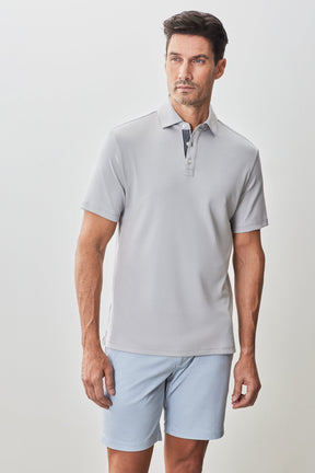 Polo "herringbone" pour homme par Robert Barakett | RB51236 Georgia Craie | Boutique Vvög, vêtements mode pour homme et femme