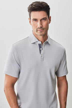 Polo "herringbone" pour homme par Robert Barakett | RB51236 Georgia Craie | Boutique Vvög, vêtements mode pour homme et femme