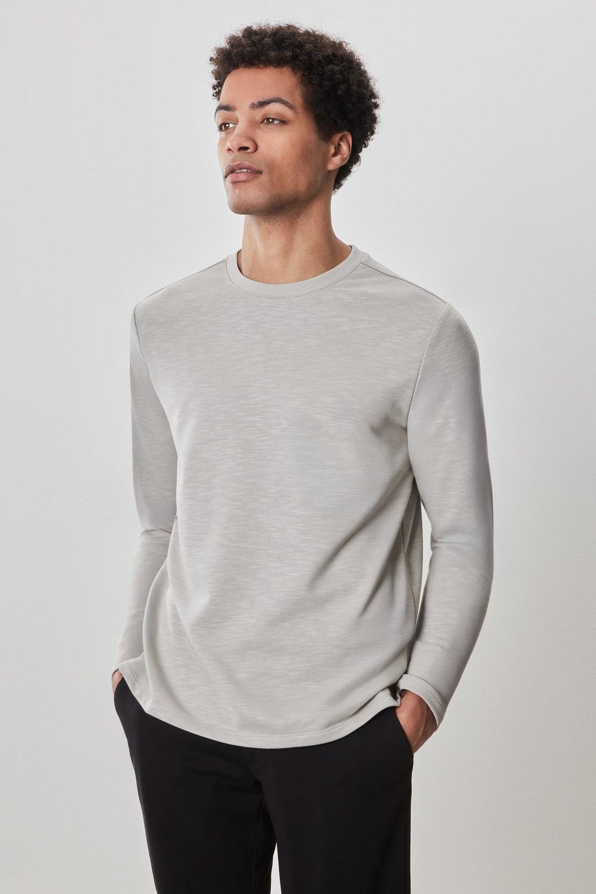 T-Shirt à manches longues col rond pour homme par Robert Barakett | Silvio RB52134 Gris Clair | Boutique Vvög, vêtements mode pour homme et femme