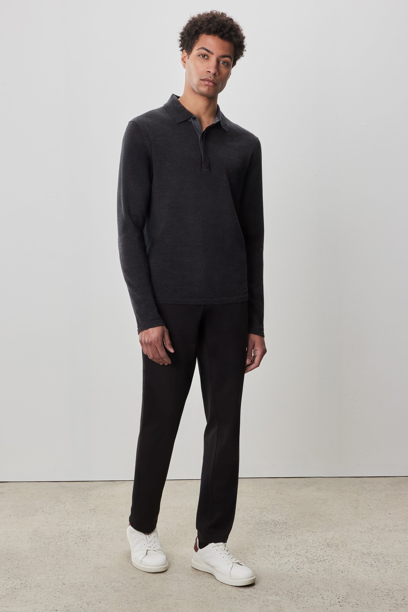 Polo M.L. mérinos pour homme par Robert Barakett | RB52138 Thomas Charbon | Boutique Vvög, vêtements mode pour homme et femme