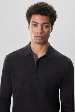 Polo M.L. mérinos pour homme par Robert Barakett | RB52138 Thomas Charbon | Boutique Vvög, vêtements mode pour homme et femme