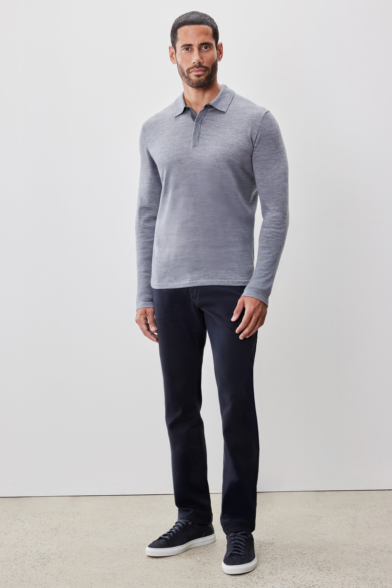Polo M.L. mérinos pour homme par Robert Barakett | RB52138 Thomas Gris Pâle | Boutique Vvög, vêtements mode pour homme et femme