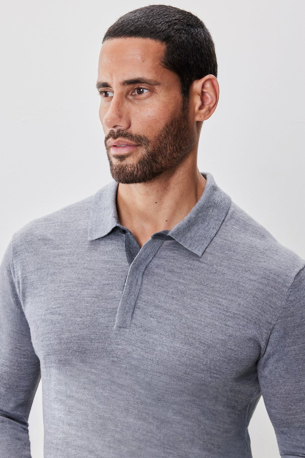 Polo M.L. mérinos pour homme par Robert Barakett | RB52138 Thomas Gris Pâle | Boutique Vvög, vêtements mode pour homme et femme