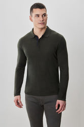 Polo M.L. mérinos pour homme par Robert Barakett | RB52138 Thomas Olive | Boutique Vvög, vêtements mode pour homme et femme