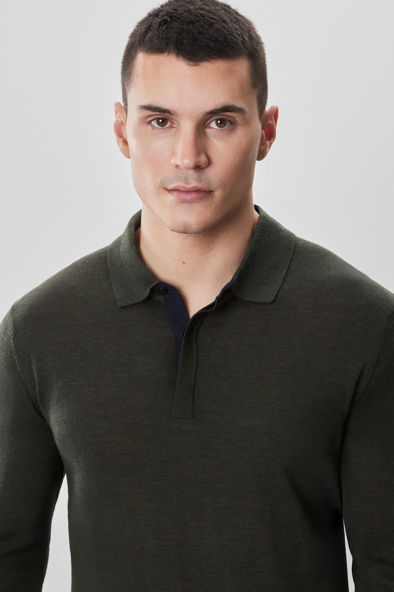 Polo M.L. mérinos pour homme par Robert Barakett | RB52138 Thomas Olive | Boutique Vvög, vêtements mode pour homme et femme