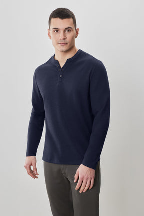 T-Shirt M.L. henley pour homme par Robert Barakett | RB52157 Alec Marine | Boutique Vvög, vêtements mode pour homme et femme