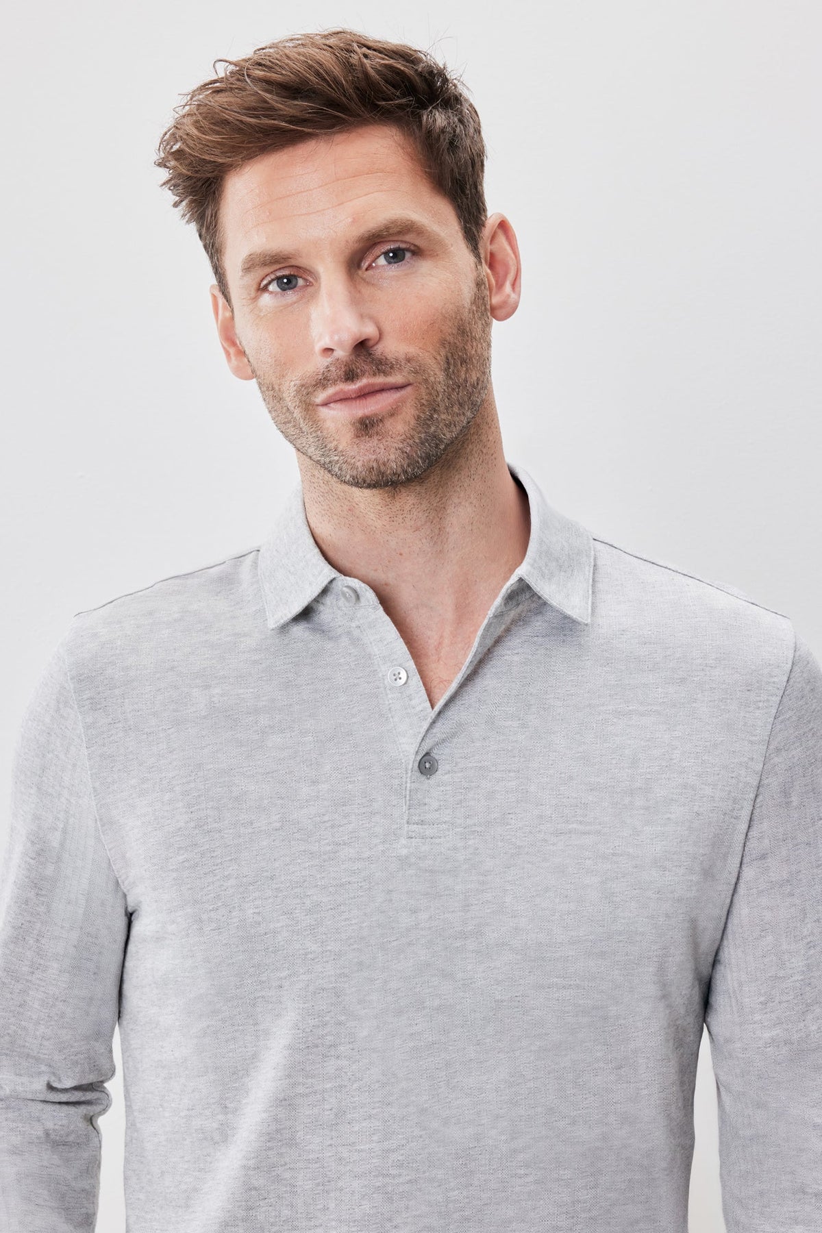 Polo à manches longues pour homme par Robert Barakett | Monolif RB52161 Gris Clair | Boutique Vvög, vêtements mode pour homme et femme