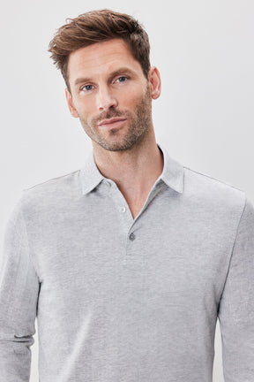 Polo à manches longues pour homme par Robert Barakett | Monolif RB52161 Gris Clair | Boutique Vvög, vêtements mode pour homme et femme