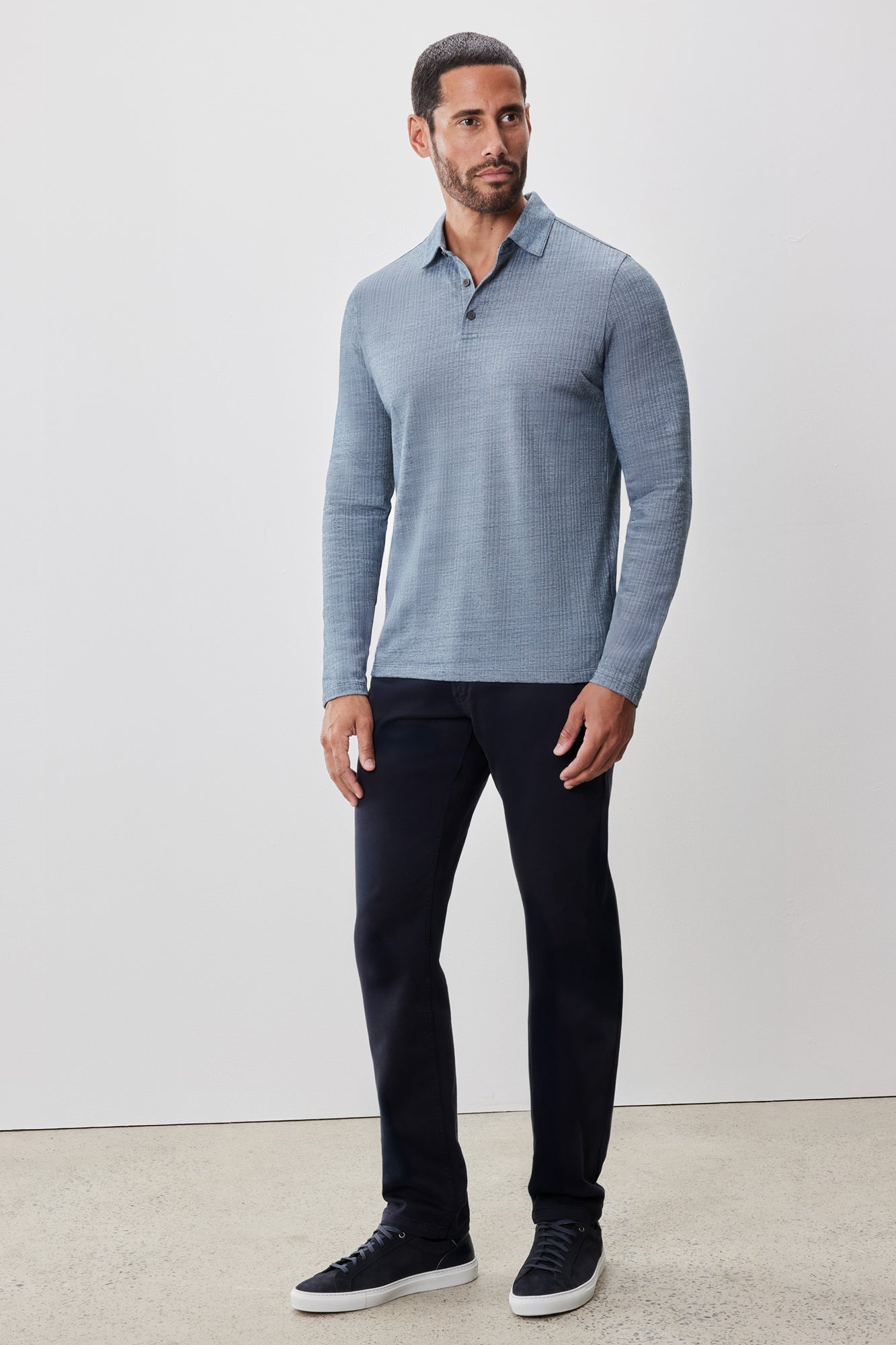 Polo à manches longues pour homme par Robert Barakett | Monolif RB52161 Sarcelle Nuit | Boutique Vvög, vêtements mode pour homme et femme