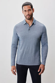 Polo à manches longues pour homme par Robert Barakett | Monolif RB52161 Sarcelle Nuit | Boutique Vvög, vêtements mode pour homme et femme