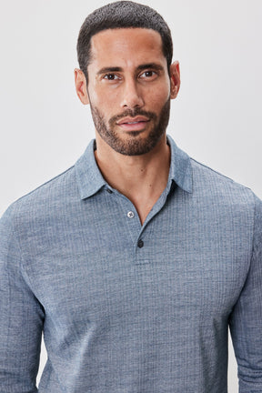 Polo à manches longues pour homme par Robert Barakett | Monolif RB52161 Sarcelle Nuit | Boutique Vvög, vêtements mode pour homme et femme