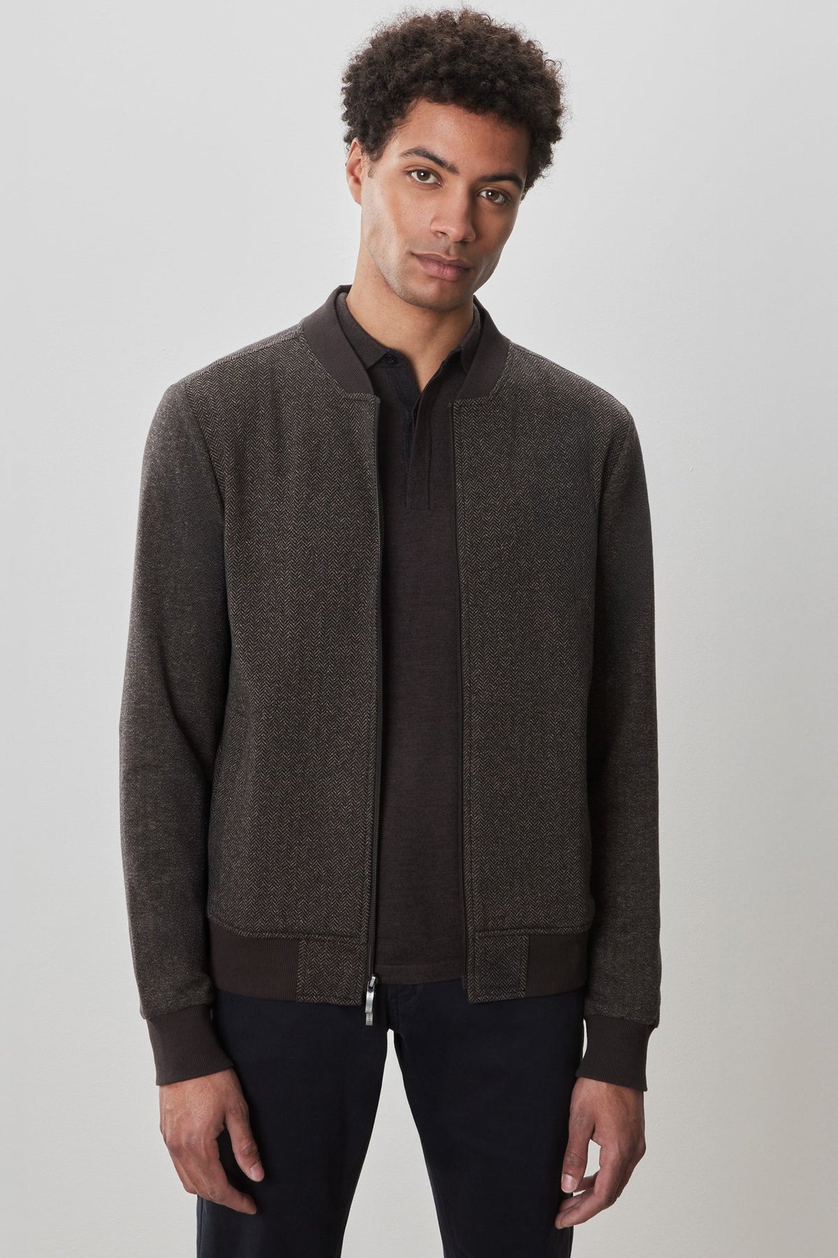Veste à col baseball zippée pour homme par Robert Barakett | Stefanos RB52231 Brun | Boutique Vvög, vêtements mode pour homme et femme