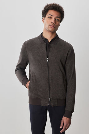 Veste à col baseball zippée pour homme par Robert Barakett | Stefanos RB52231 Brun | Boutique Vvög, vêtements mode pour homme et femme