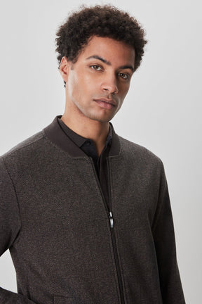 Veste à col baseball zippée pour homme par Robert Barakett | Stefanos RB52231 Brun | Boutique Vvög, vêtements mode pour homme et femme