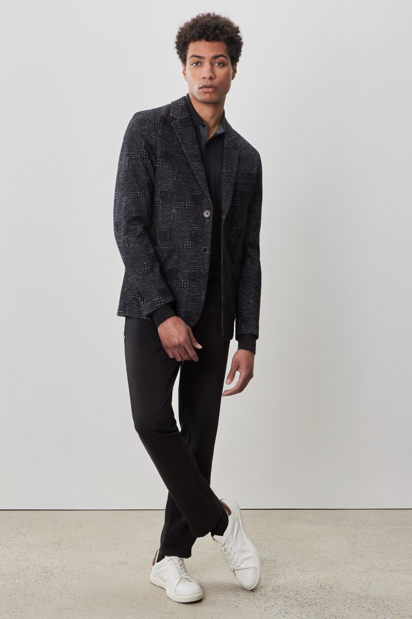 Veston en tricot jacquard à carreaux pour homme par Robert Barakett | RB52242 Murphy Noir | Boutique Vvög, vêtements mode pour homme et femme
