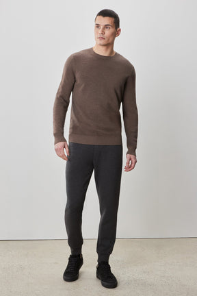 Chandail à manches longues col rond pour homme par Robert Barakett | Enrique RB52270 Brun | Boutique Vvög, vêtements mode pour homme et femme