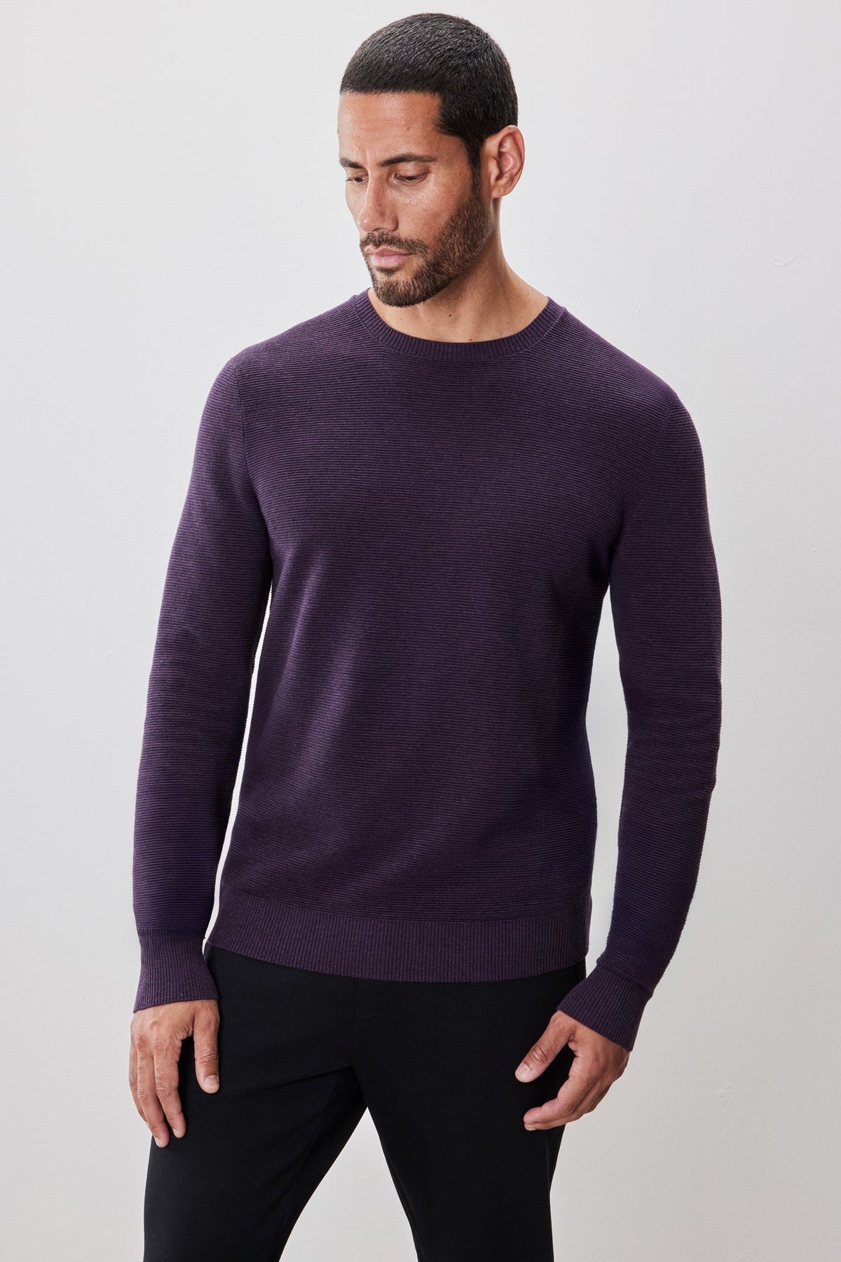 Chandail à manches longues col rond pour homme par Robert Barakett | Enrique RB52270 Violet | Boutique Vvög, vêtements mode pour homme et femme
