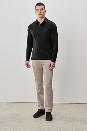 Polo à manches longues en chevrons pour homme par Robert Barakett | Georgia RB52559 Noir | Boutique Vvög, vêtements mode pour homme et femme