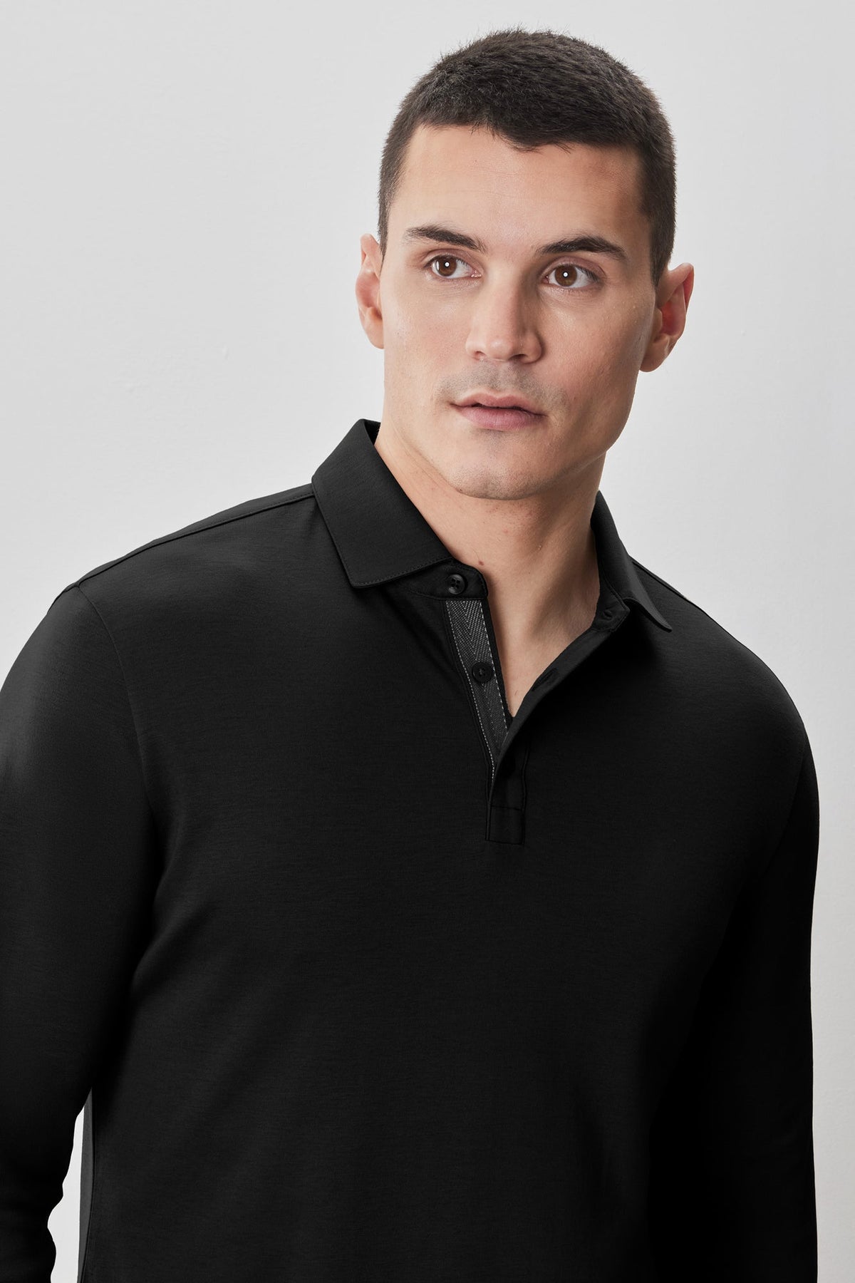 Polo à manches longues en chevrons pour homme par Robert Barakett | Georgia RB52559 Noir | Boutique Vvög, vêtements mode pour homme et femme