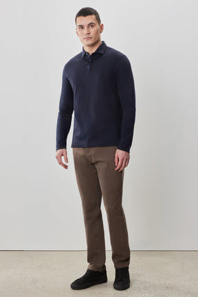 Polo à manches longues en chevrons pour homme par Robert Barakett | Georgia RB52559 Caspia Foncé | Boutique Vvög, vêtements mode pour homme et femme