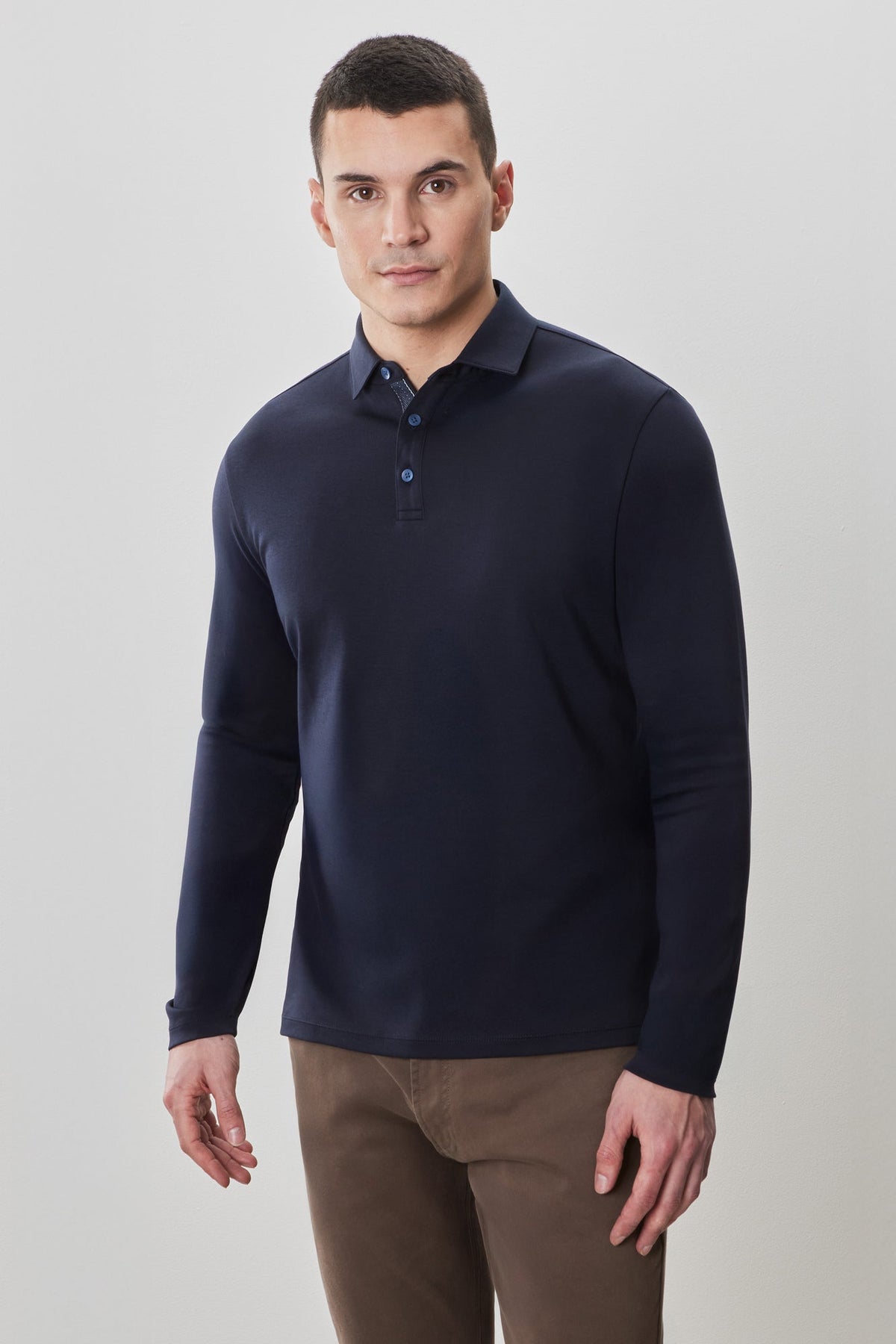 Polo à manches longues en chevrons pour homme par Robert Barakett | Georgia RB52559 Caspia Foncé | Boutique Vvög, vêtements mode pour homme et femme