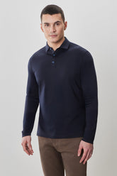 Polo à manches longues en chevrons pour homme par Robert Barakett | Georgia RB52559 Caspia Foncé | Boutique Vvög, vêtements mode pour homme et femme