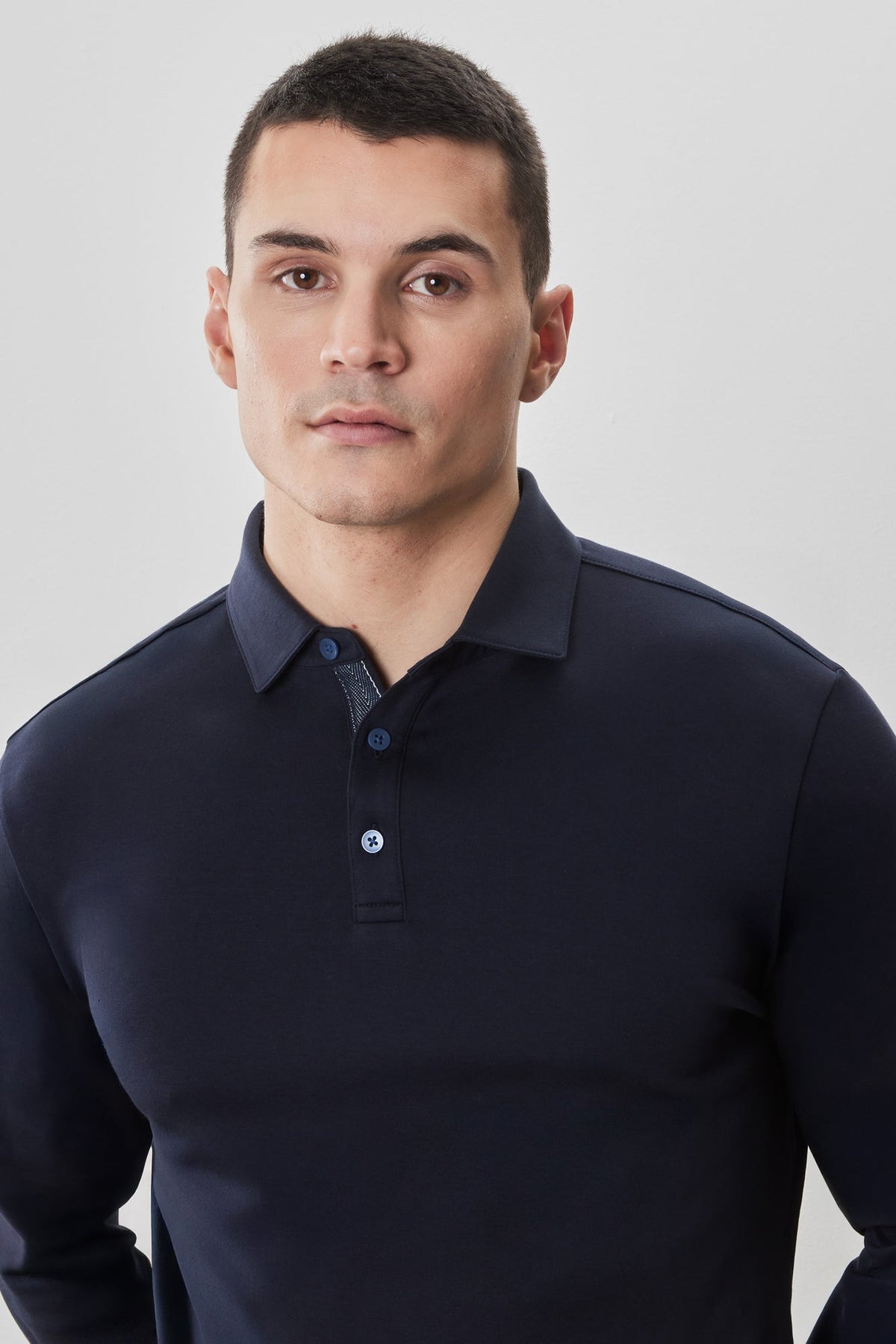 Polo à manches longues en chevrons pour homme par Robert Barakett | Georgia RB52559 Caspia Foncé | Boutique Vvög, vêtements mode pour homme et femme