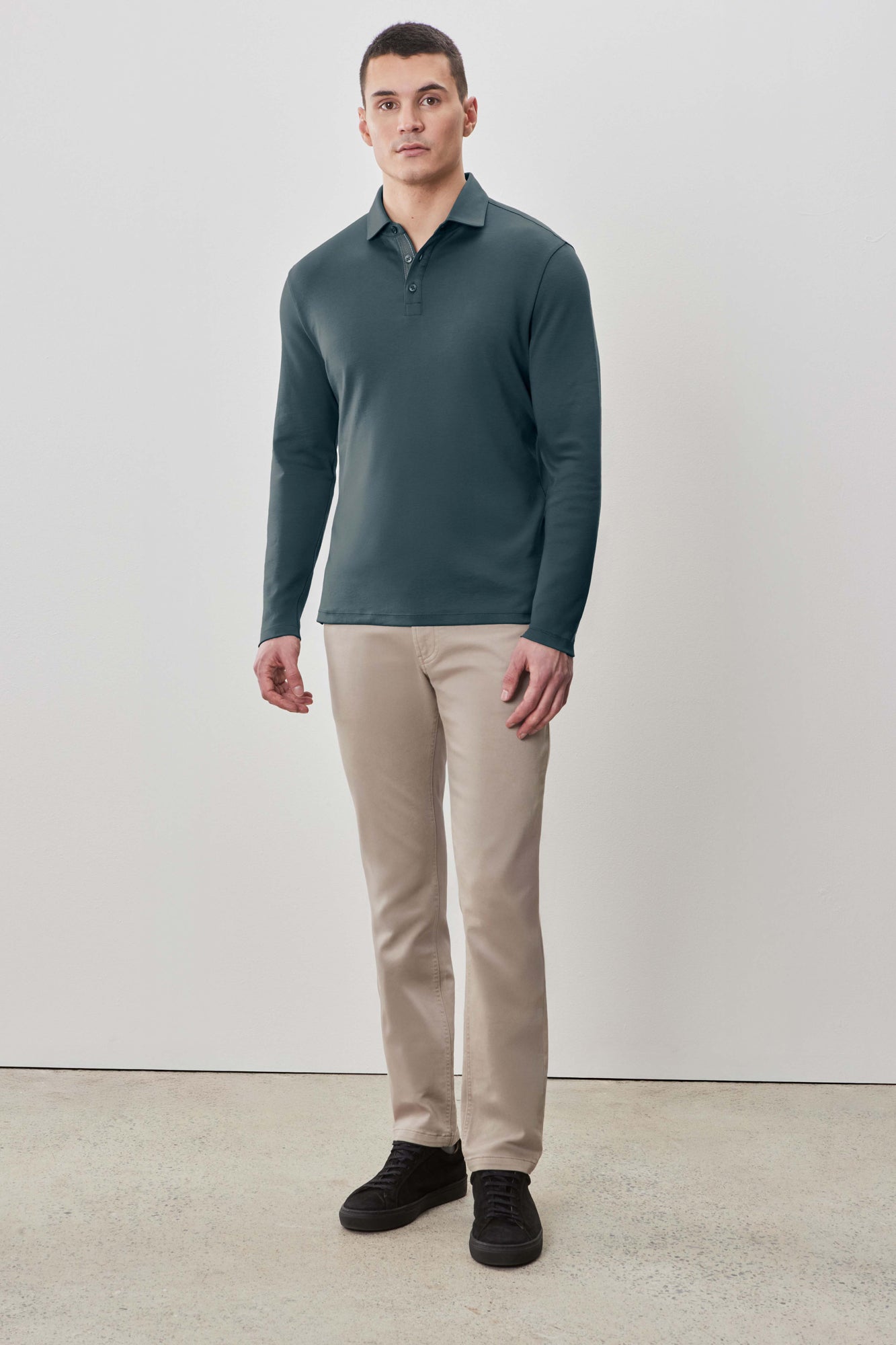 Polo à manches longues en chevrons pour homme par Robert Barakett | Georgia RB52559 Vert Profond | Boutique Vvög, vêtements mode pour homme et femme