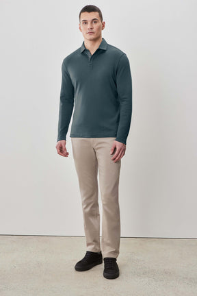Polo à manches longues en chevrons pour homme par Robert Barakett | Georgia RB52559 Vert Profond | Boutique Vvög, vêtements mode pour homme et femme