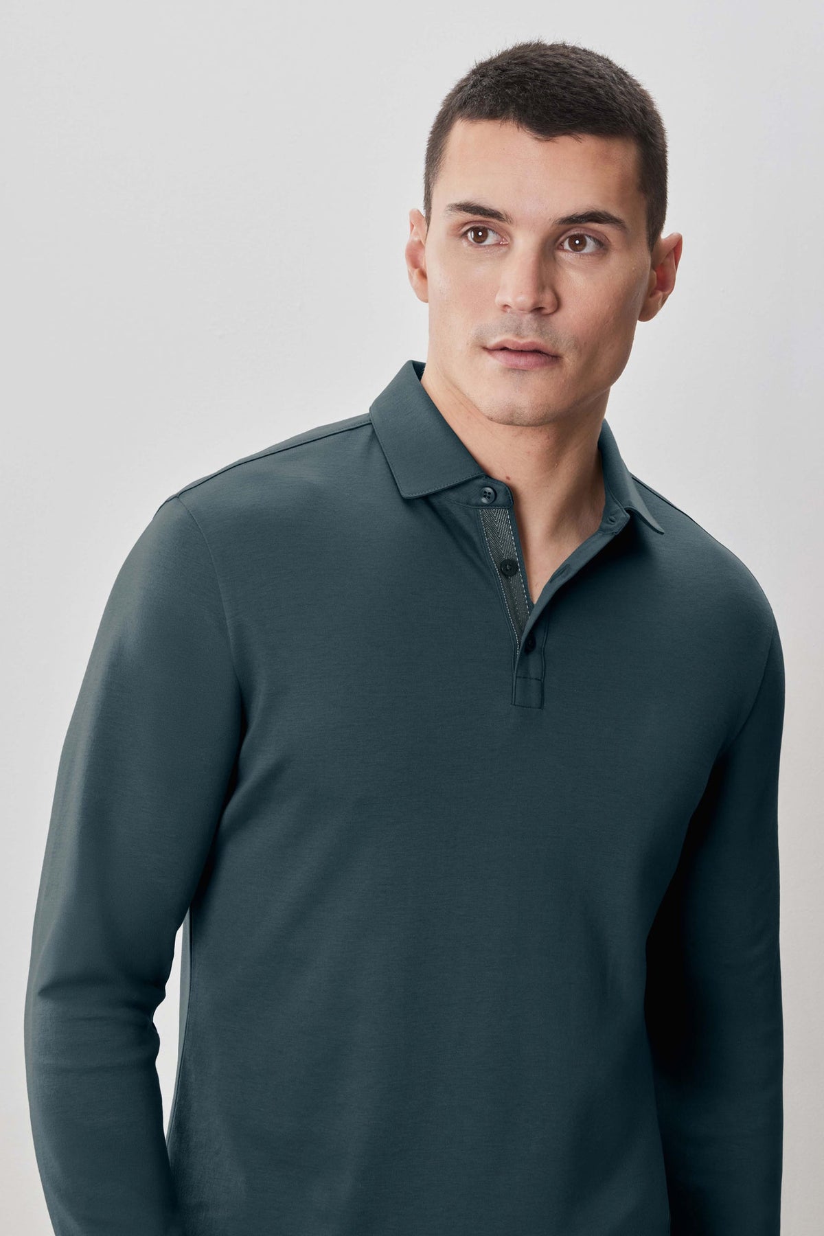 Polo à manches longues en chevrons pour homme par Robert Barakett | Georgia RB52559 Vert Profond | Boutique Vvög, vêtements mode pour homme et femme