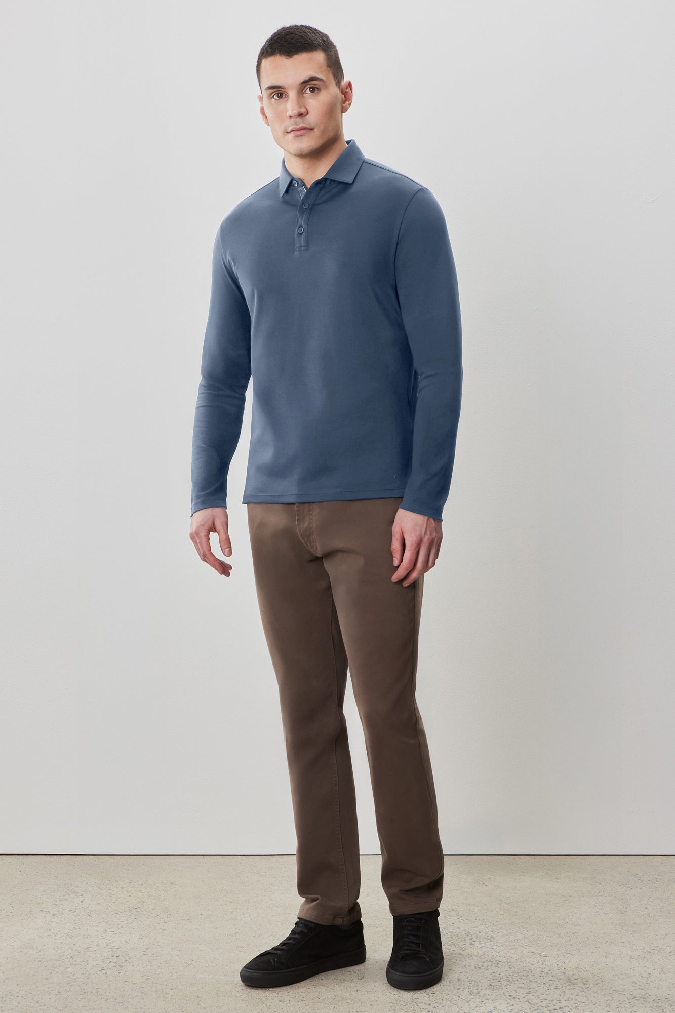 Polo à manches longues en chevrons pour homme par Robert Barakett | Georgia RB52559 Vague Océan | Boutique Vvög, vêtements mode pour homme et femme