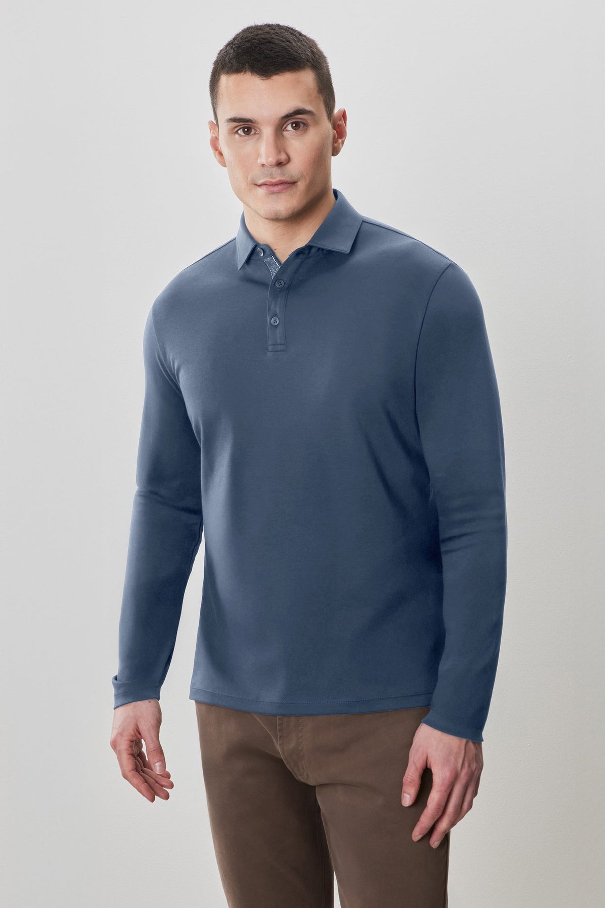 Polo à manches longues en chevrons pour homme par Robert Barakett | Georgia RB52559 Vague Océan | Boutique Vvög, vêtements mode pour homme et femme