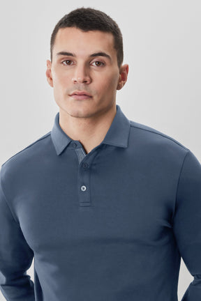 Polo à manches longues en chevrons pour homme par Robert Barakett | Georgia RB52559 Vague Océan | Boutique Vvög, vêtements mode pour homme et femme