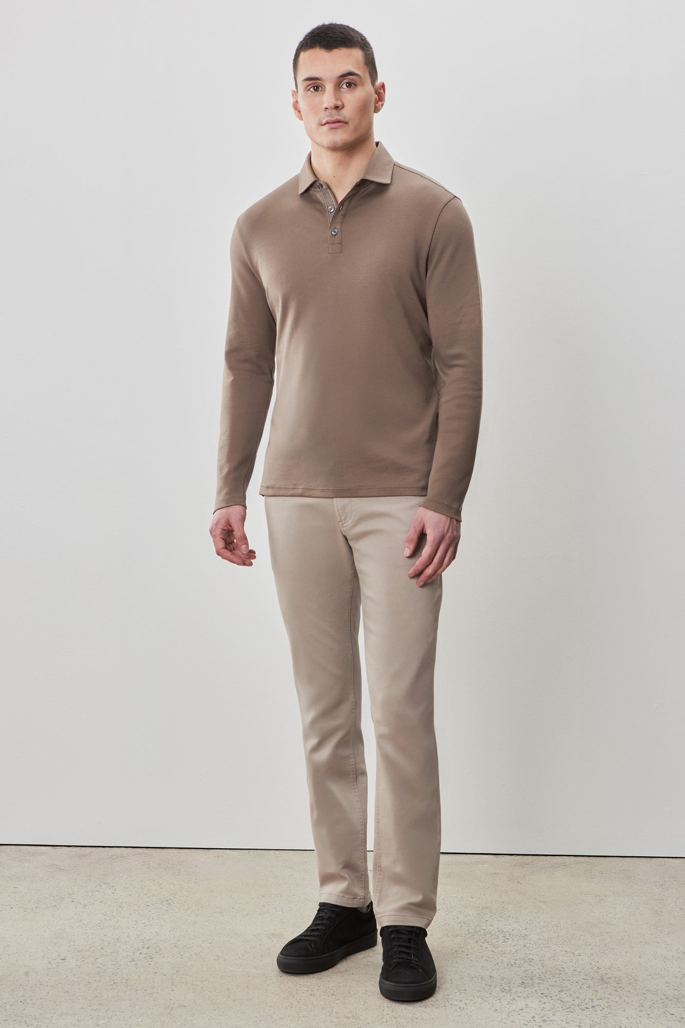 Polo à manches longues en chevrons pour homme par Robert Barakett | Georgia RB52559 Poterie | Boutique Vvög, vêtements mode pour homme et femme